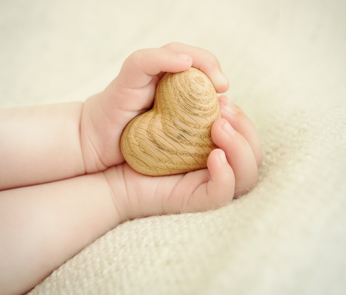 Sfondi Little Wooden Heart In Child's Hands 1200x1024