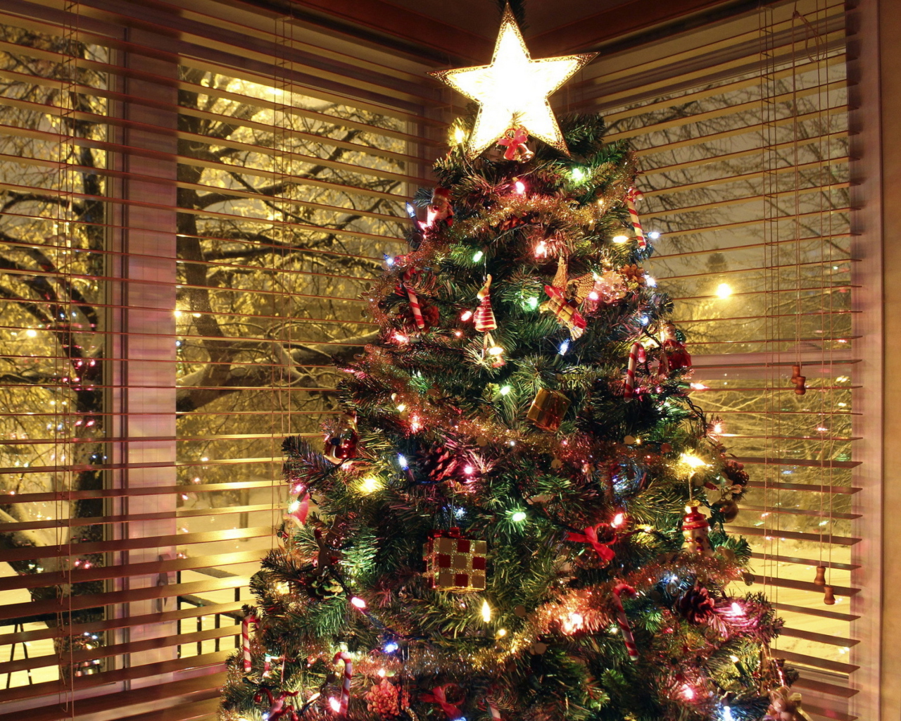 Das Christmas Tree With Star On Top Wallpaper 1280x1024