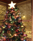 Das Christmas Tree With Star On Top Wallpaper 128x160