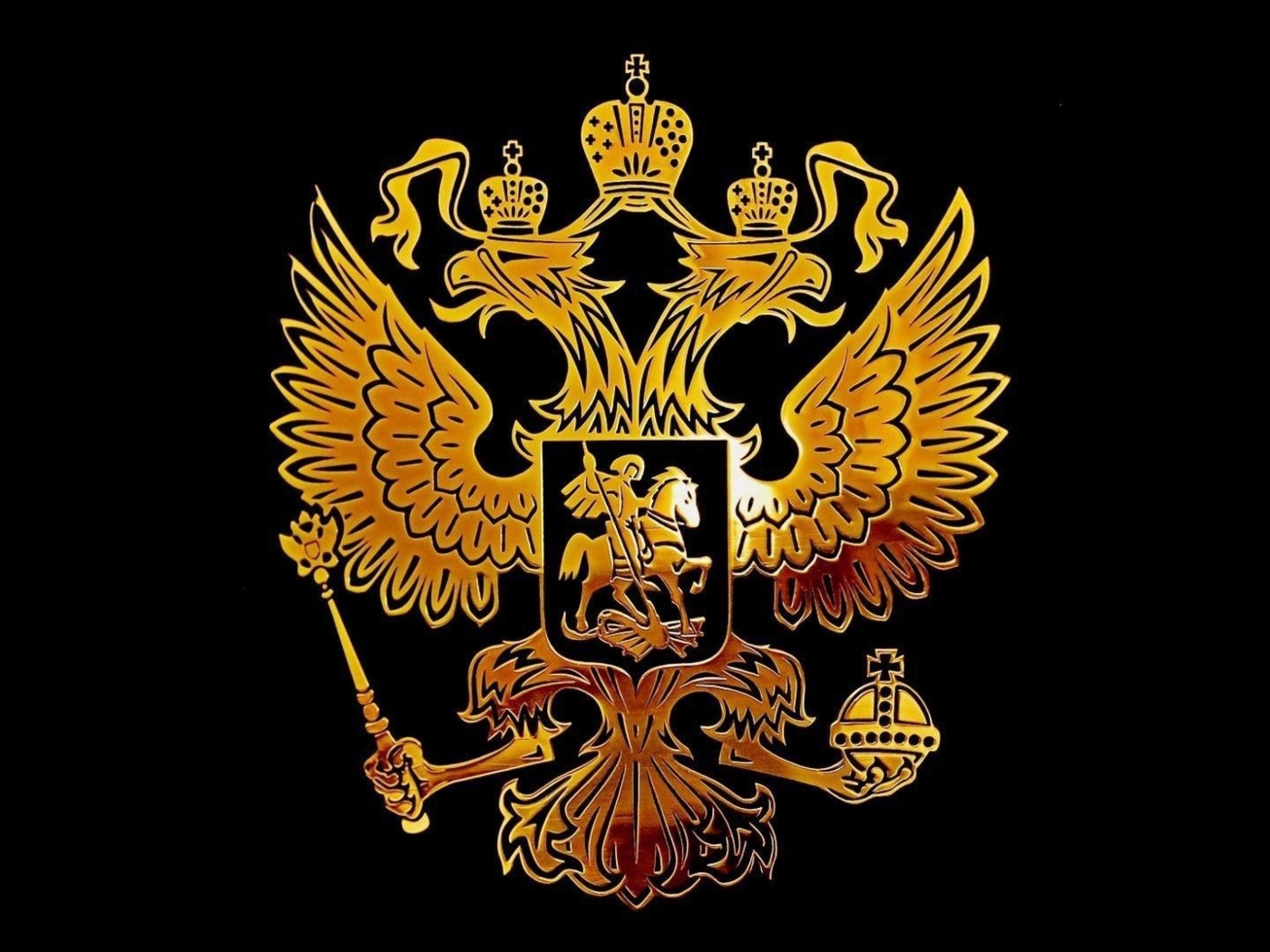 Обои Russian coat of arms golden 1400x1050