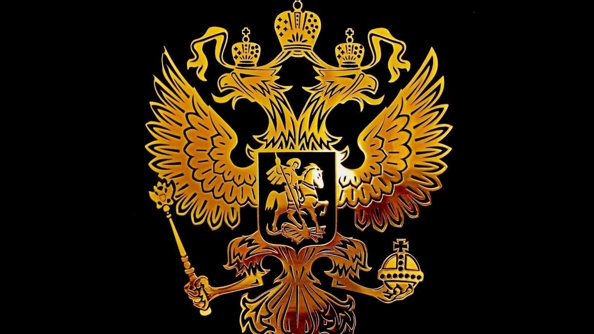 Обои Russian coat of arms golden 1920x1080