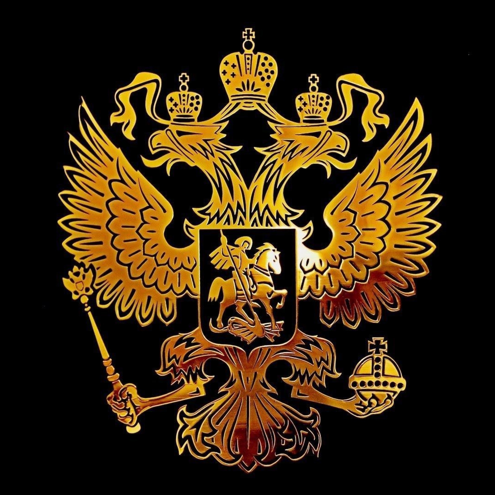 Das Russian coat of arms golden Wallpaper 2048x2048