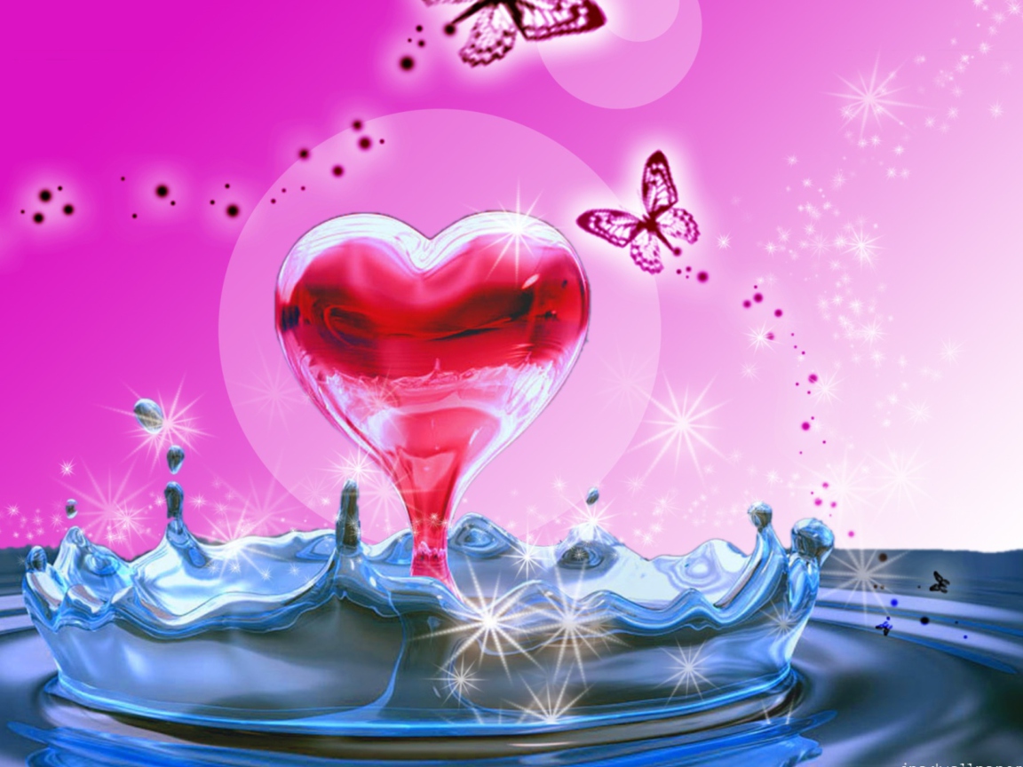 Sfondi 3D Heart In Water 1152x864