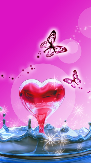 Das 3D Heart In Water Wallpaper 360x640