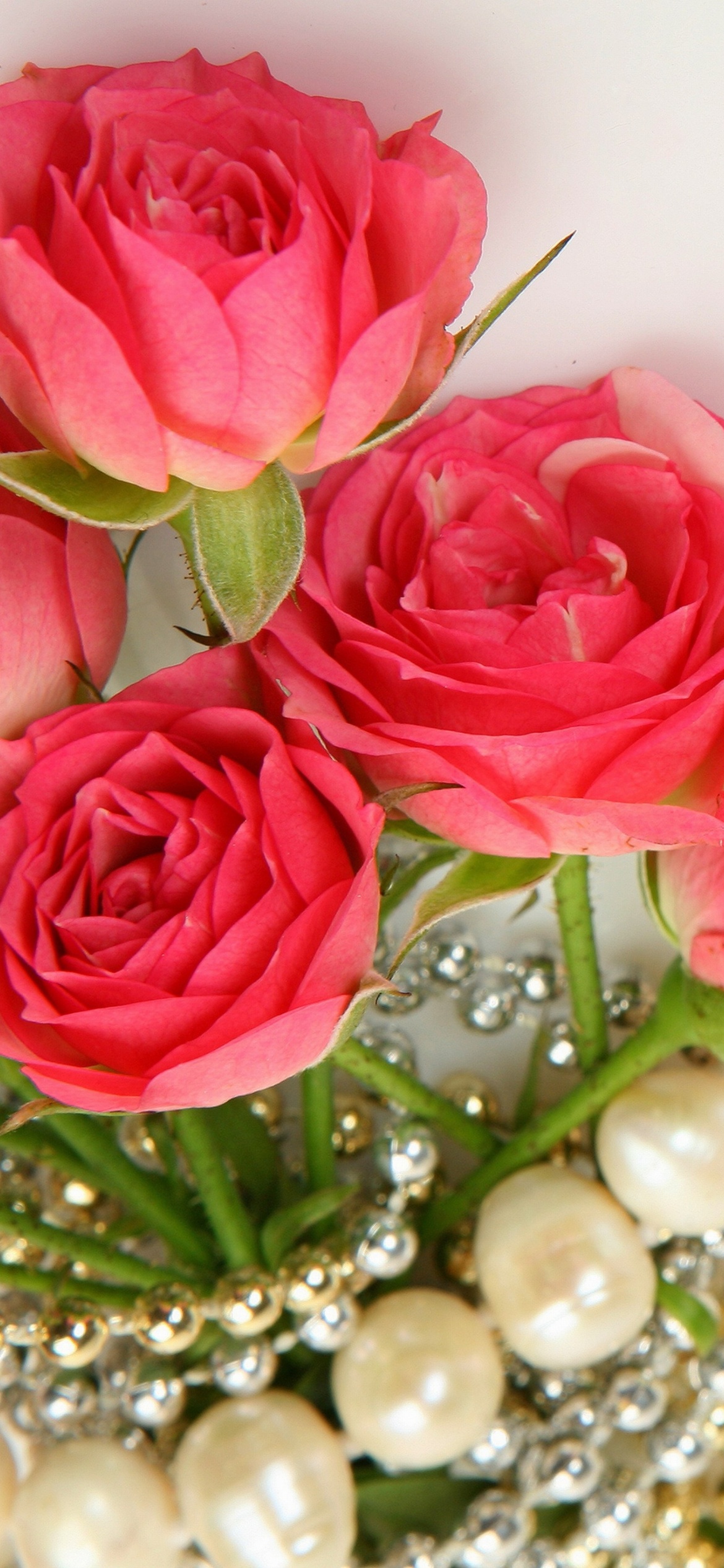 Das Necklace and Roses Bouquet Wallpaper 1170x2532