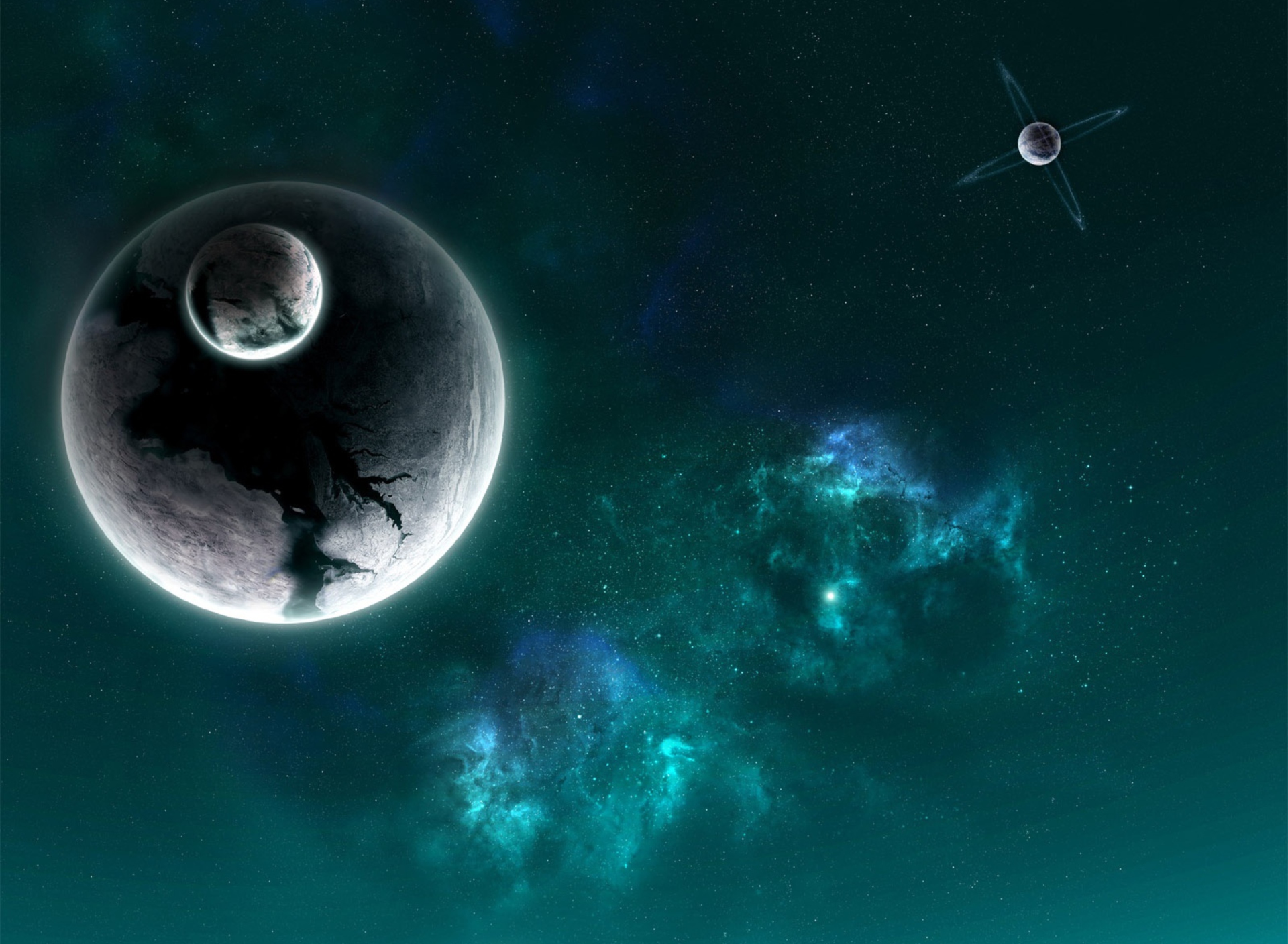 Fondo de pantalla Planets And Satellite 1920x1408