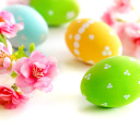 Das Easter Eggs and Spring Flowers Wallpaper 128x128