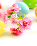 Easter Eggs and Spring Flowers wallpaper 128x160