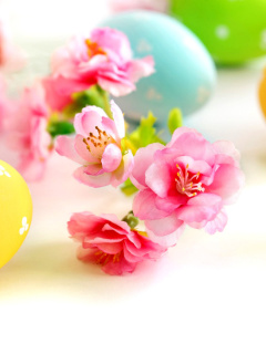 Easter Eggs and Spring Flowers wallpaper 240x320