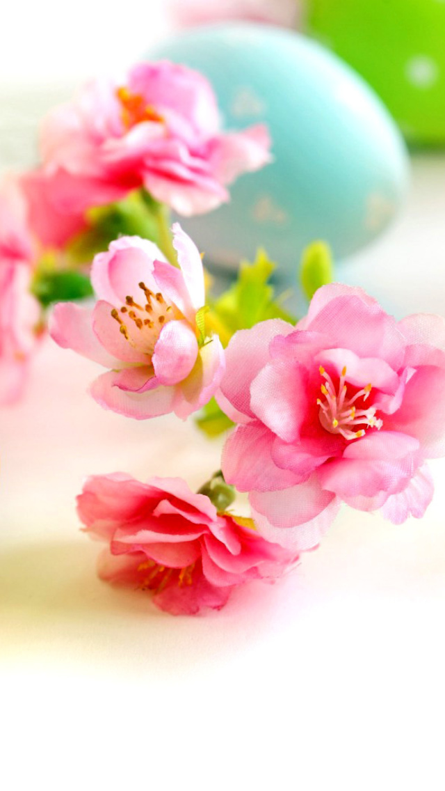 Обои Easter Eggs and Spring Flowers 640x1136