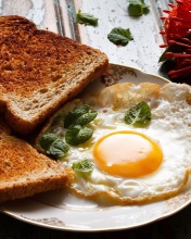 Breakfast with toast and scrambled eggs wallpaper 176x220