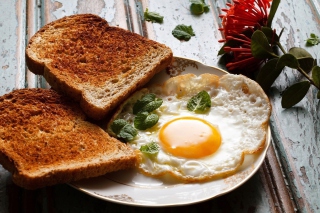 Breakfast with toast and scrambled eggs Wallpaper for Android, iPhone and iPad
