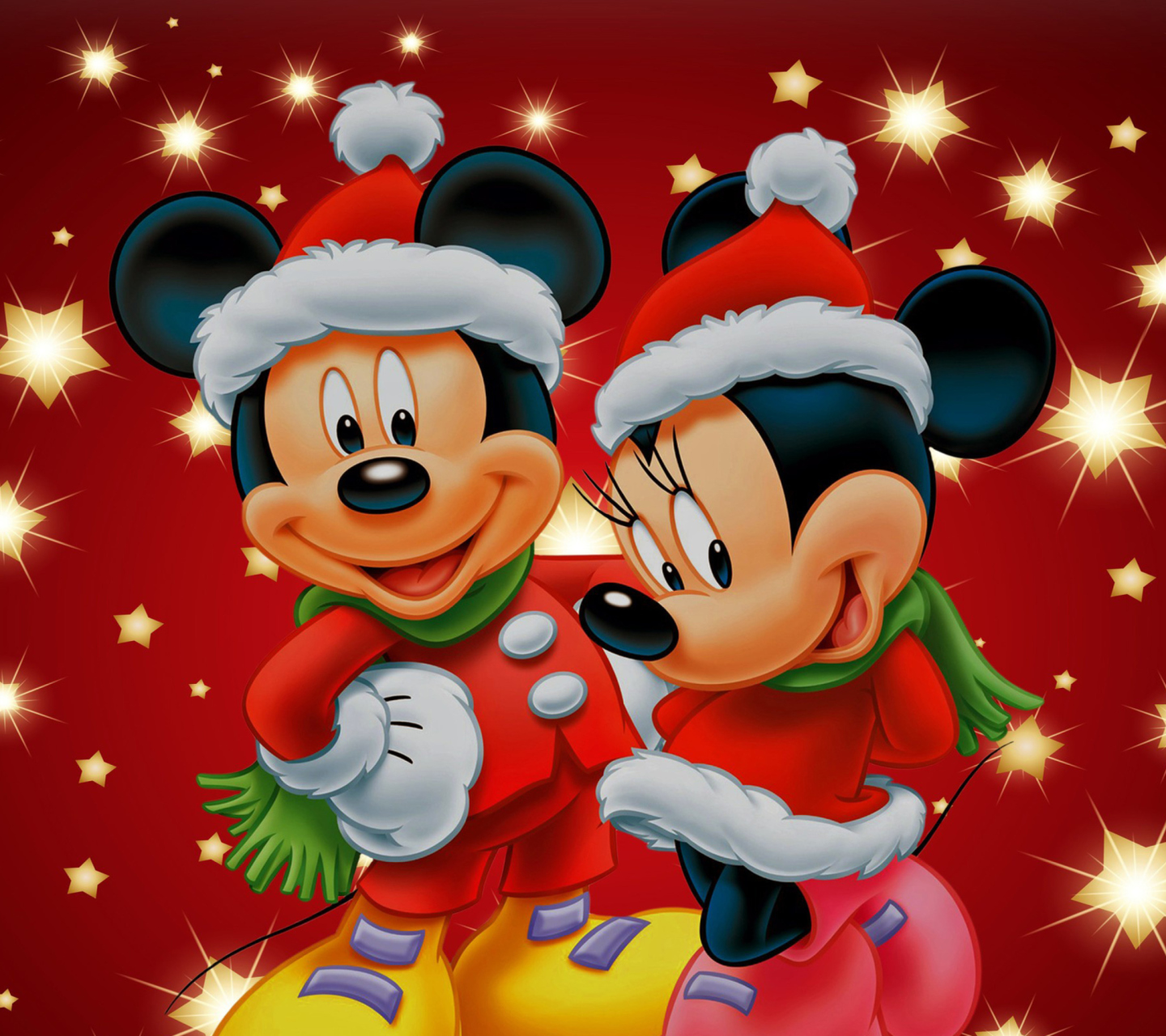 Das Mickey And Mini Mouse Christmas Time Wallpaper 1440x1280