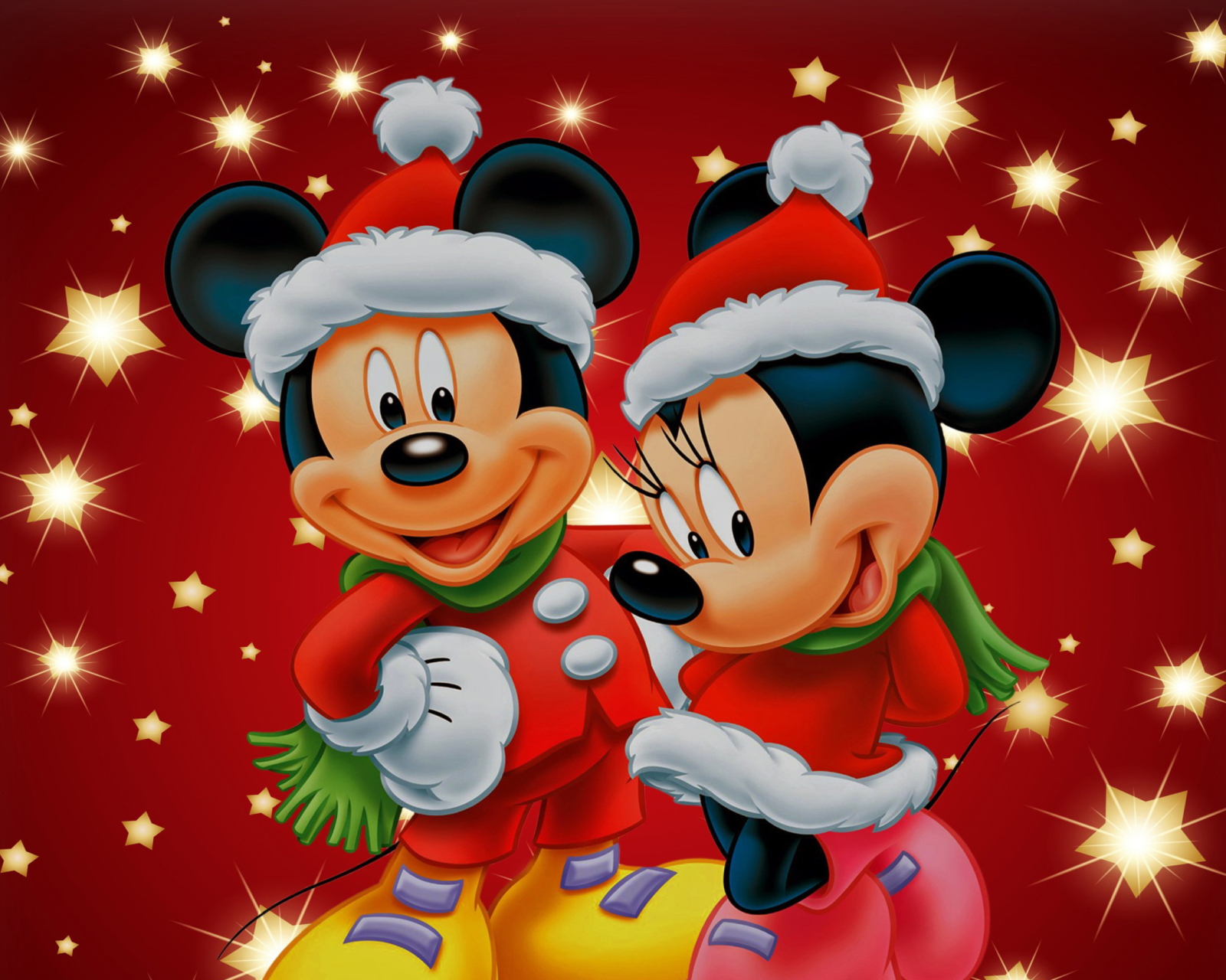Sfondi Mickey And Mini Mouse Christmas Time 1600x1280