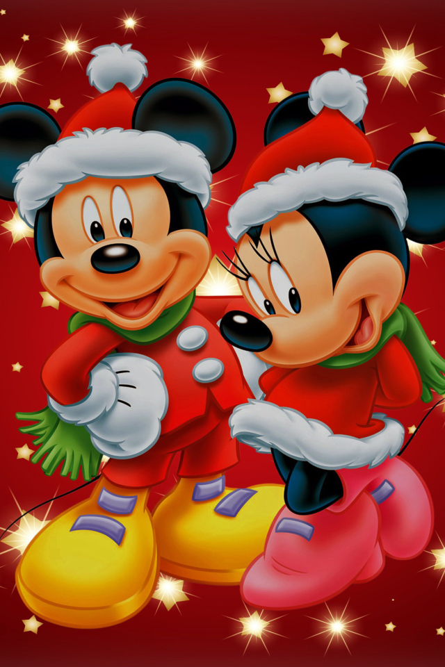 Mickey And Mini Mouse Christmas Time wallpaper 640x960
