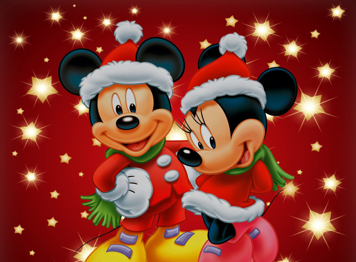 Das Mickey And Mini Mouse Christmas Time Wallpaper