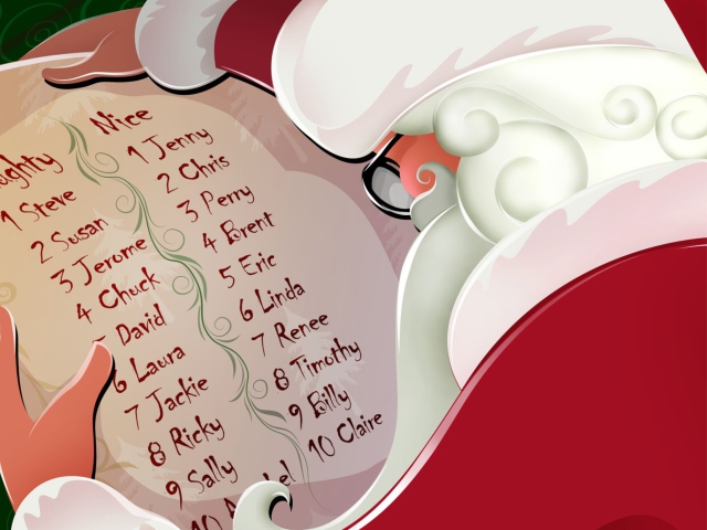 Das Santa Claus Christmas List Wallpaper 640x480