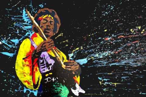 Обои Jimi Hendrix Painting 480x320