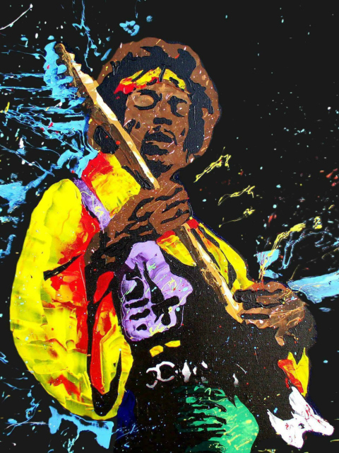 Jimi Hendrix Painting wallpaper 480x640
