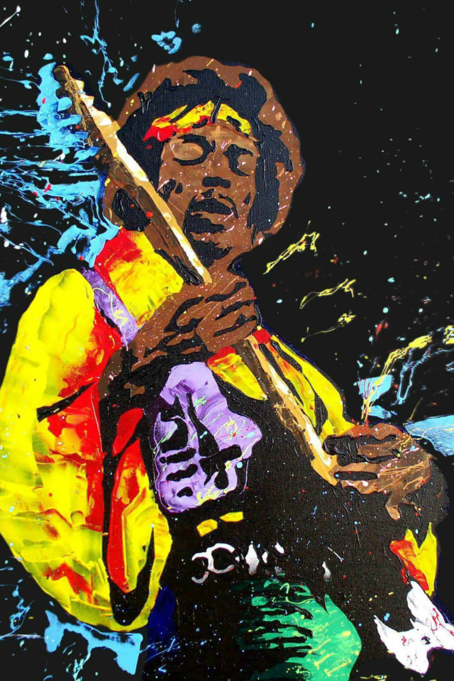 Jimi Hendrix Painting wallpaper 640x960