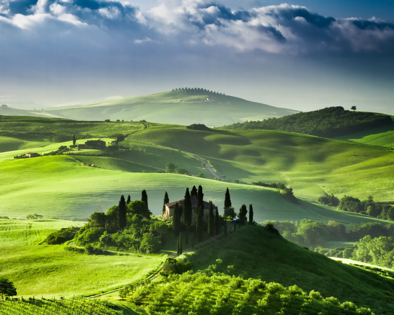 Sfondi San Quirico d'Orcia, Tuscany, Italy 1280x1024