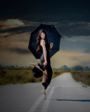 Обои Ballerina with black umbrella 128x160