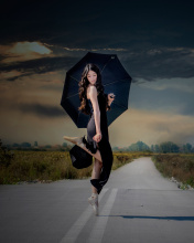 Ballerina with black umbrella wallpaper 176x220