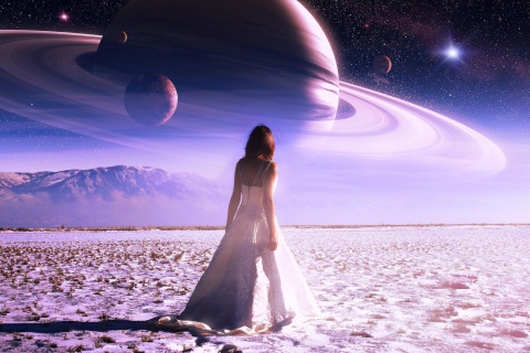 Girl on Mars wallpaper 480x320