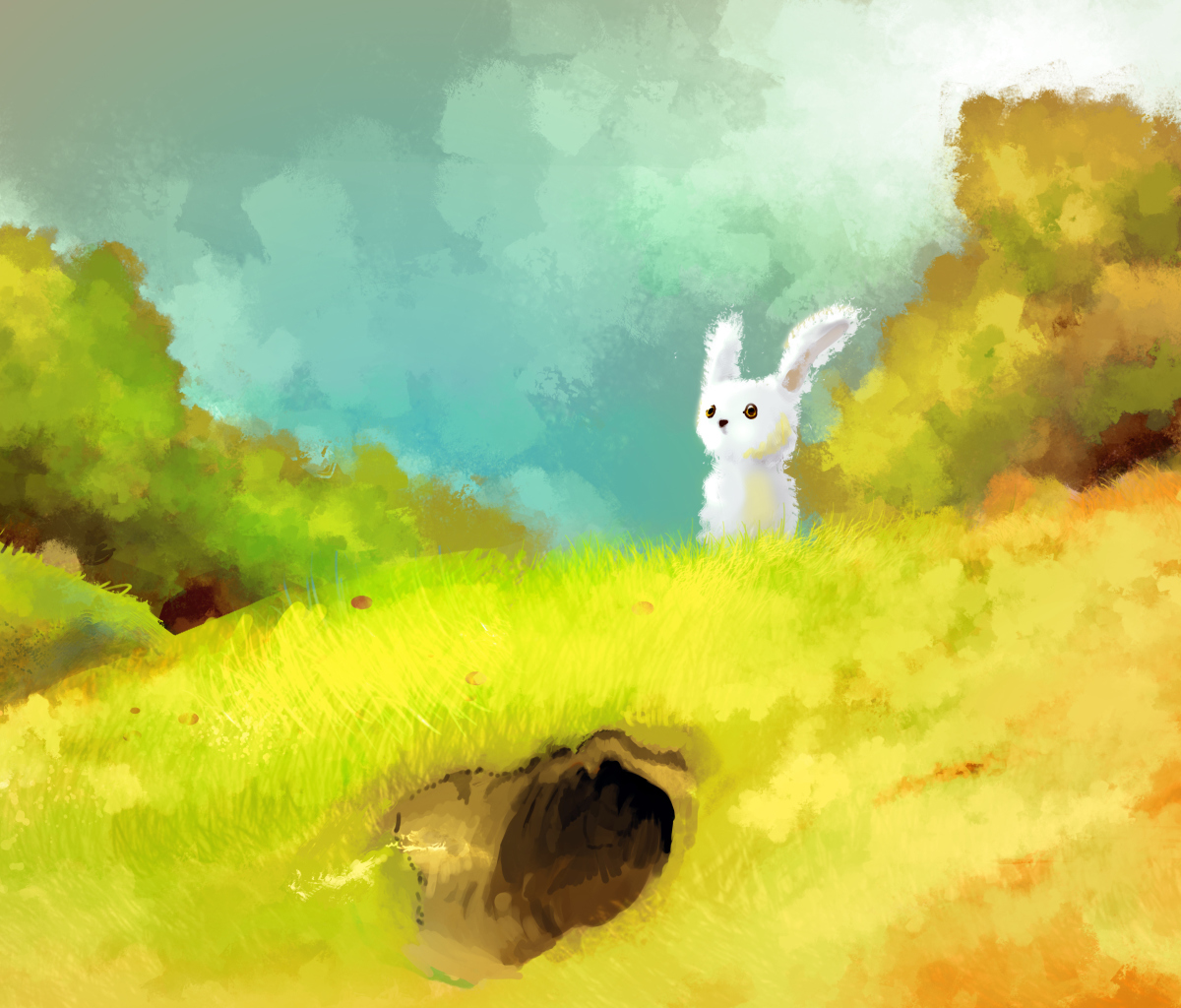 Cute White Bunny Painting screenshot #1 1200x1024