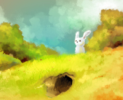 Cute White Bunny Painting wallpaper 176x144