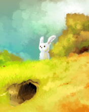 Fondo de pantalla Cute White Bunny Painting 176x220