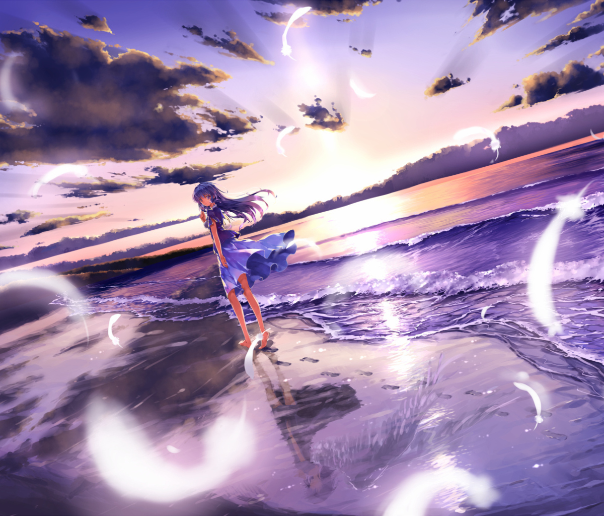Fondo de pantalla Anime Girl On Beach 1200x1024
