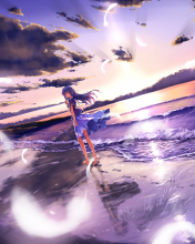 Das Anime Girl On Beach Wallpaper 176x220