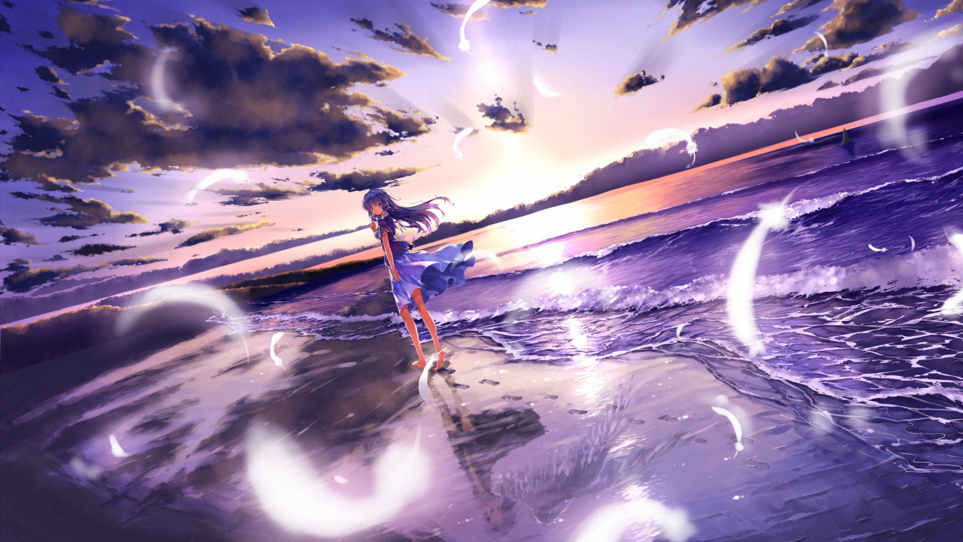 Anime Girl On Beach screenshot #1 1920x1080