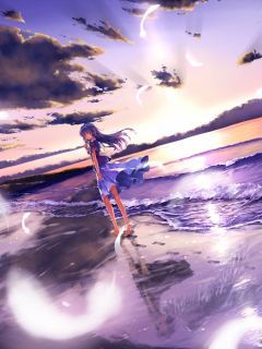 Das Anime Girl On Beach Wallpaper 240x320
