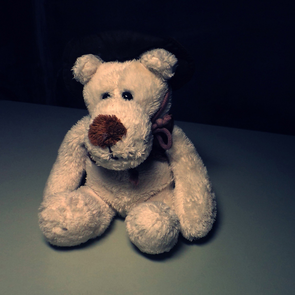 Sad Teddy Bear Sitting Alone wallpaper 1024x1024