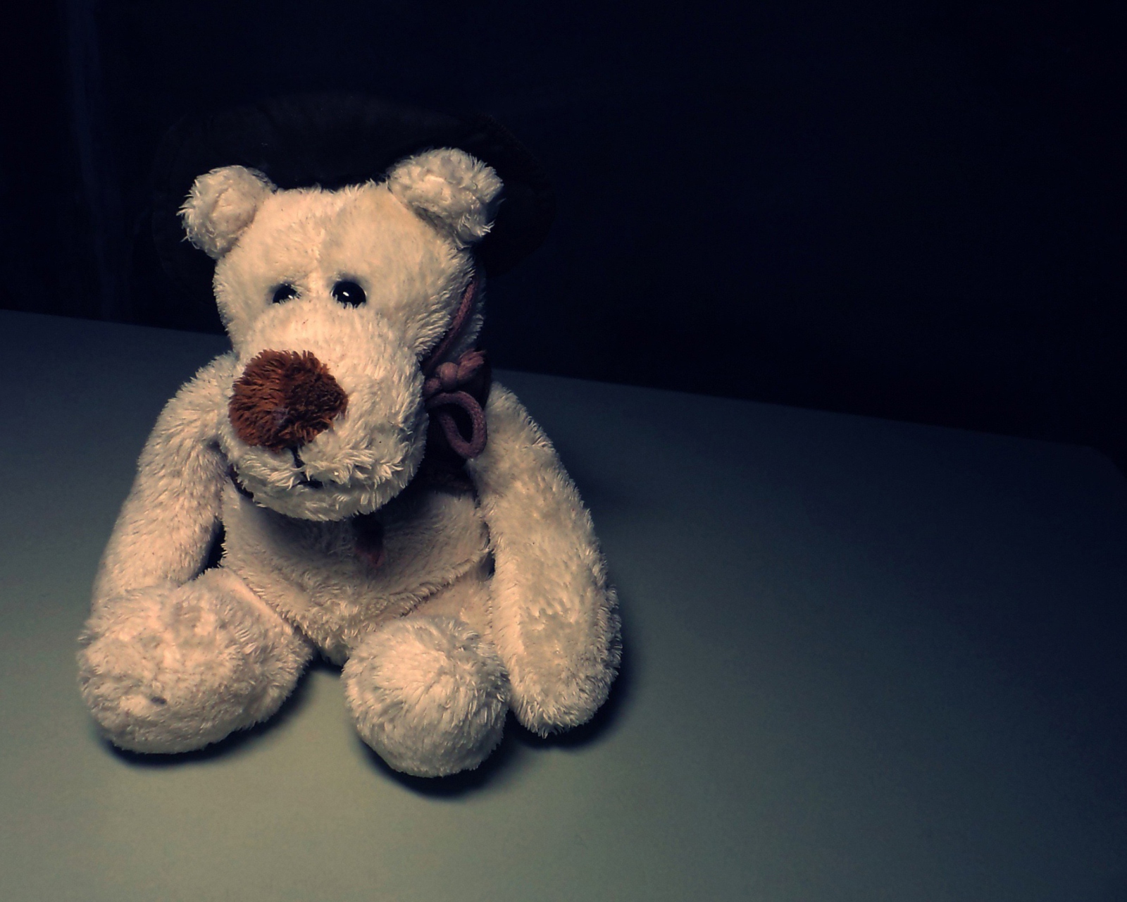 Sad Teddy Bear Sitting Alone wallpaper 1600x1280