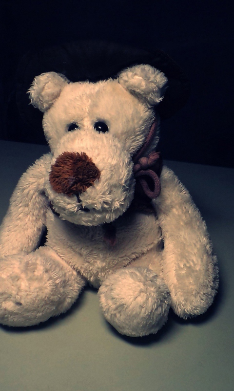 Обои Sad Teddy Bear Sitting Alone 480x800