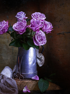 Purple Roses Bouquet wallpaper 240x320