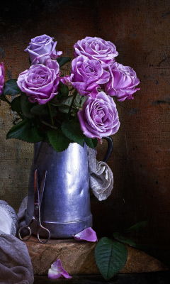 Purple Roses Bouquet wallpaper 240x400