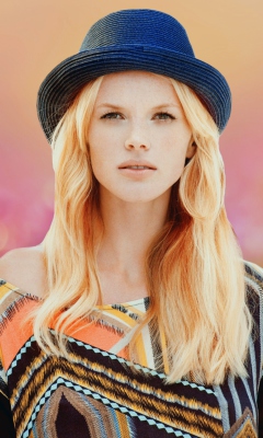 Blonde Model In Hat wallpaper 240x400