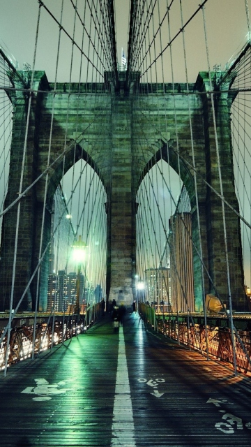 Обои Brooklyn Bridge At Night 360x640