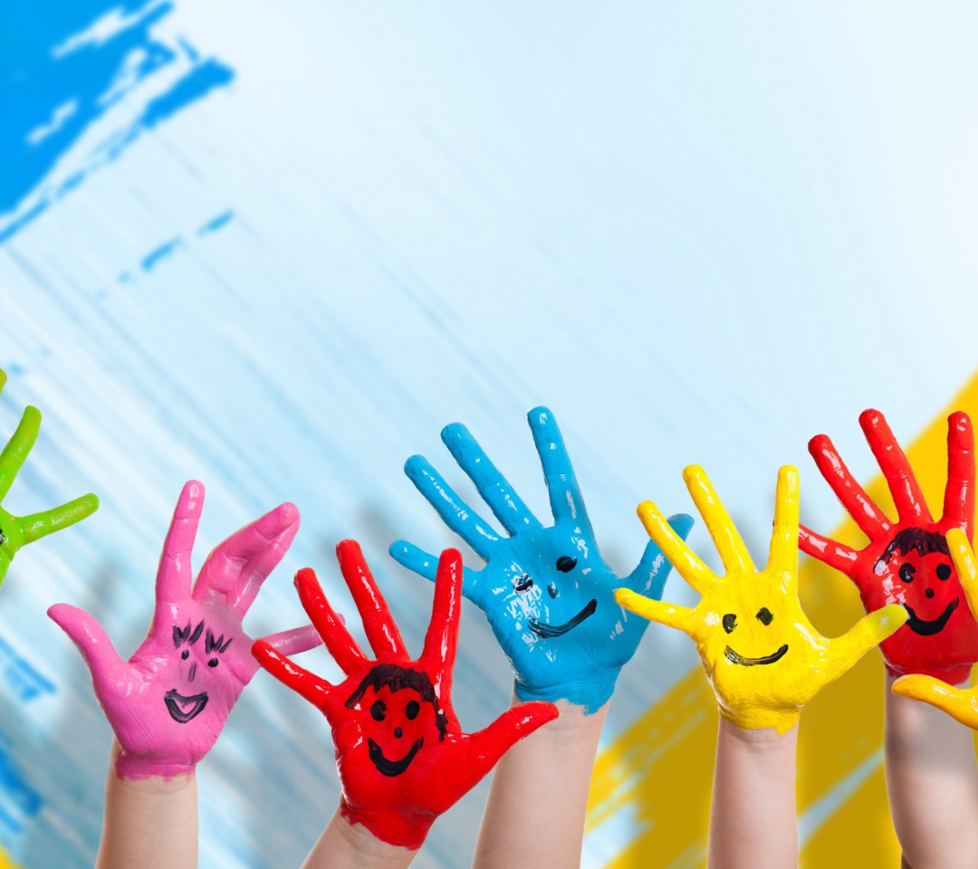 Painted Kids Hands wallpaper 1080x960