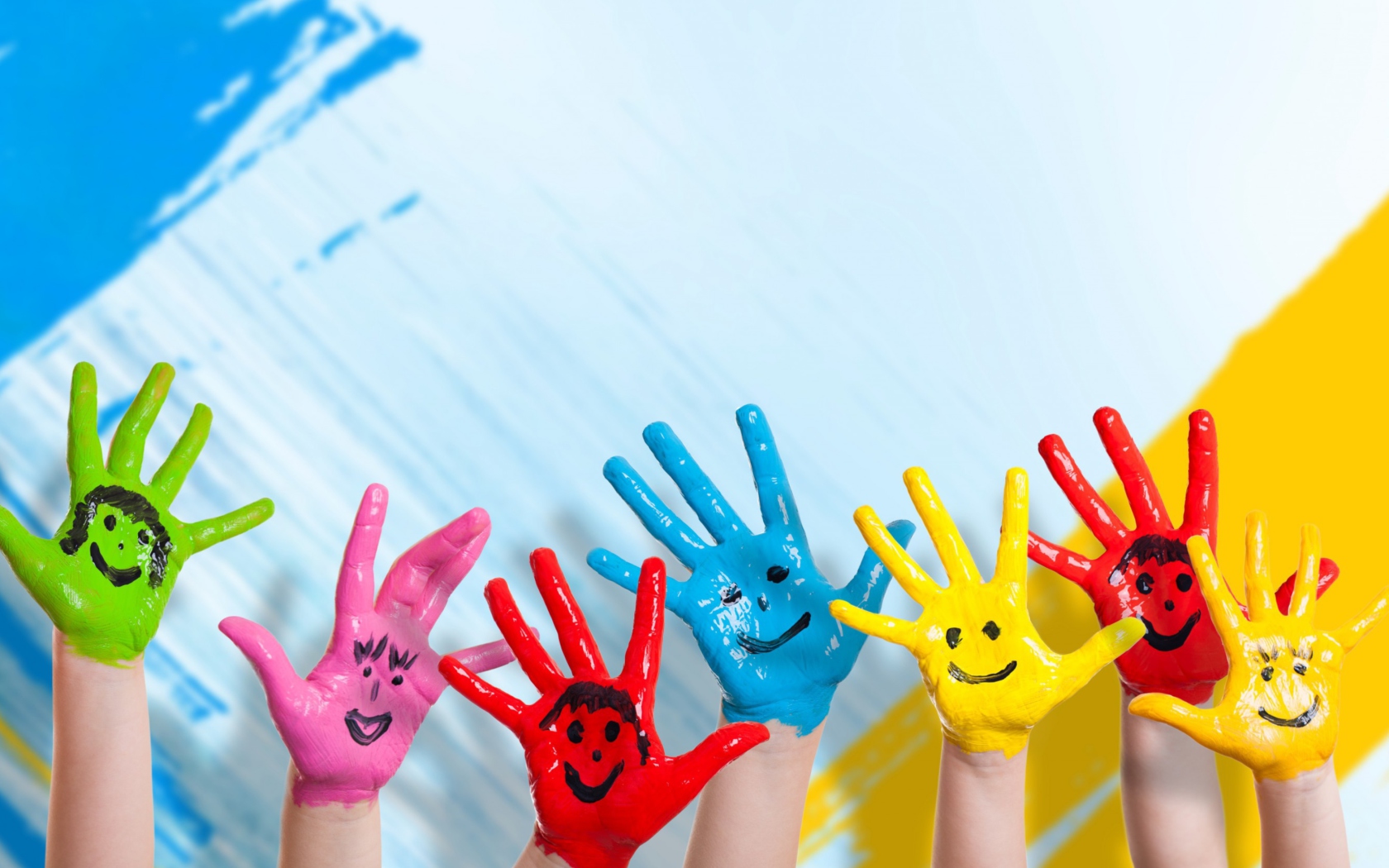 Painted Kids Hands wallpaper 1680x1050