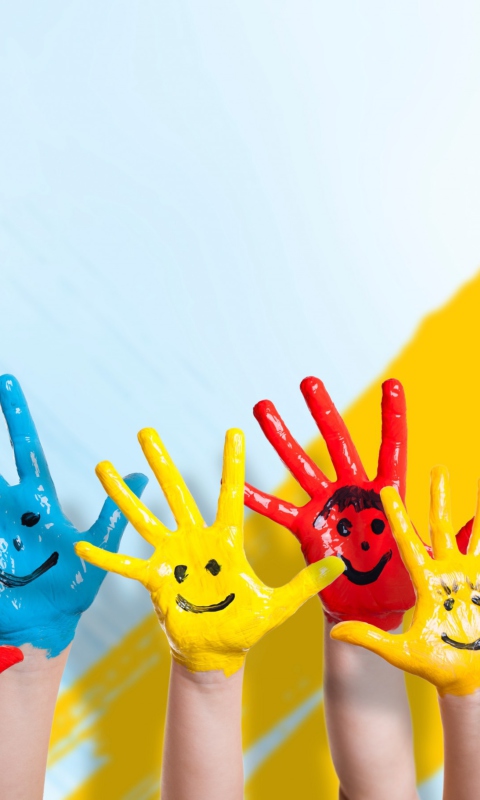 Sfondi Painted Kids Hands 480x800