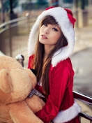 Sfondi Santa Girl With Teddy Bear 132x176