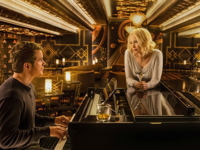 Обои Jennifer Lawrence and Chris Pratt in Passengers Film 640x480