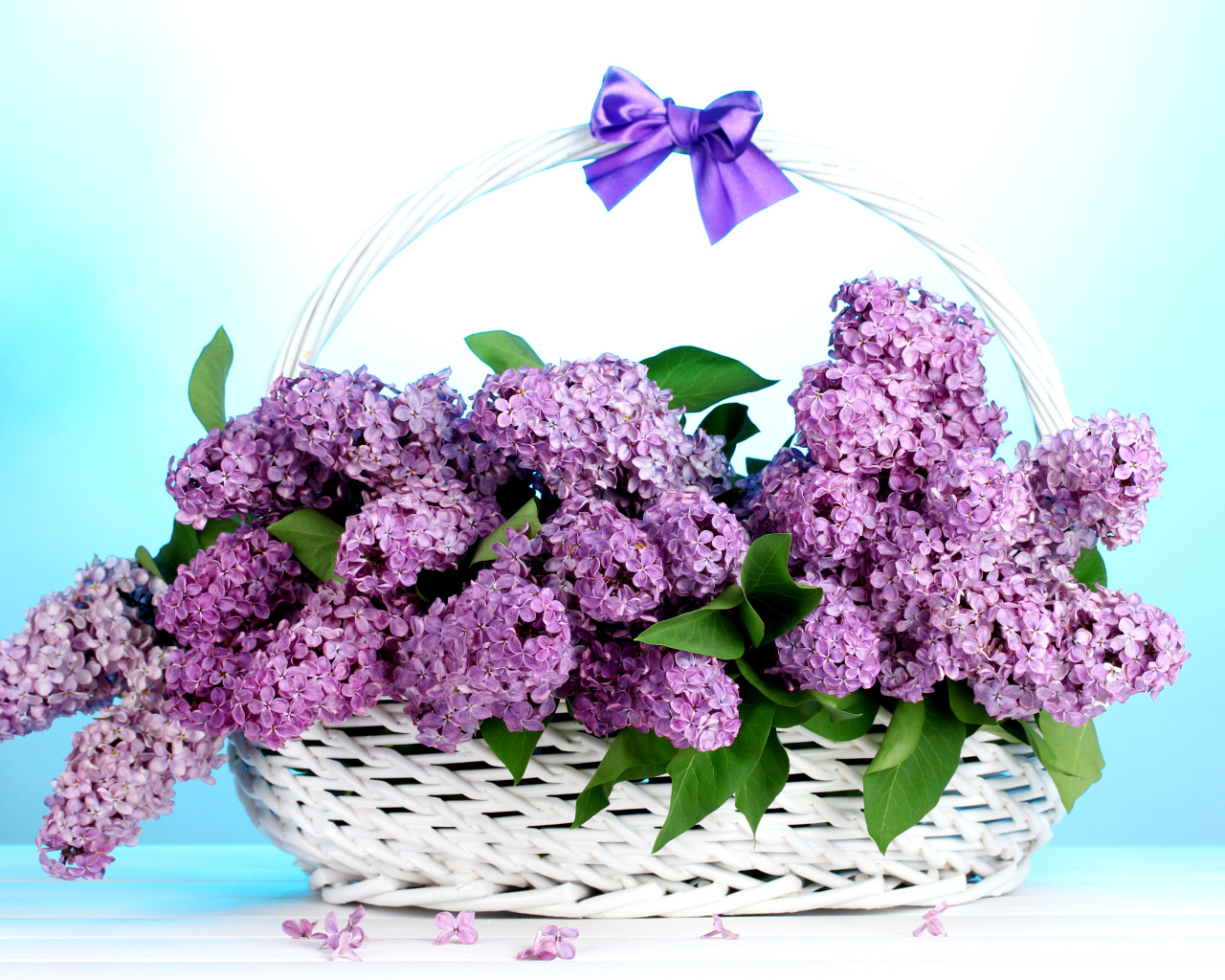 Baskets with lilac flowers wallpaper 1280x1024