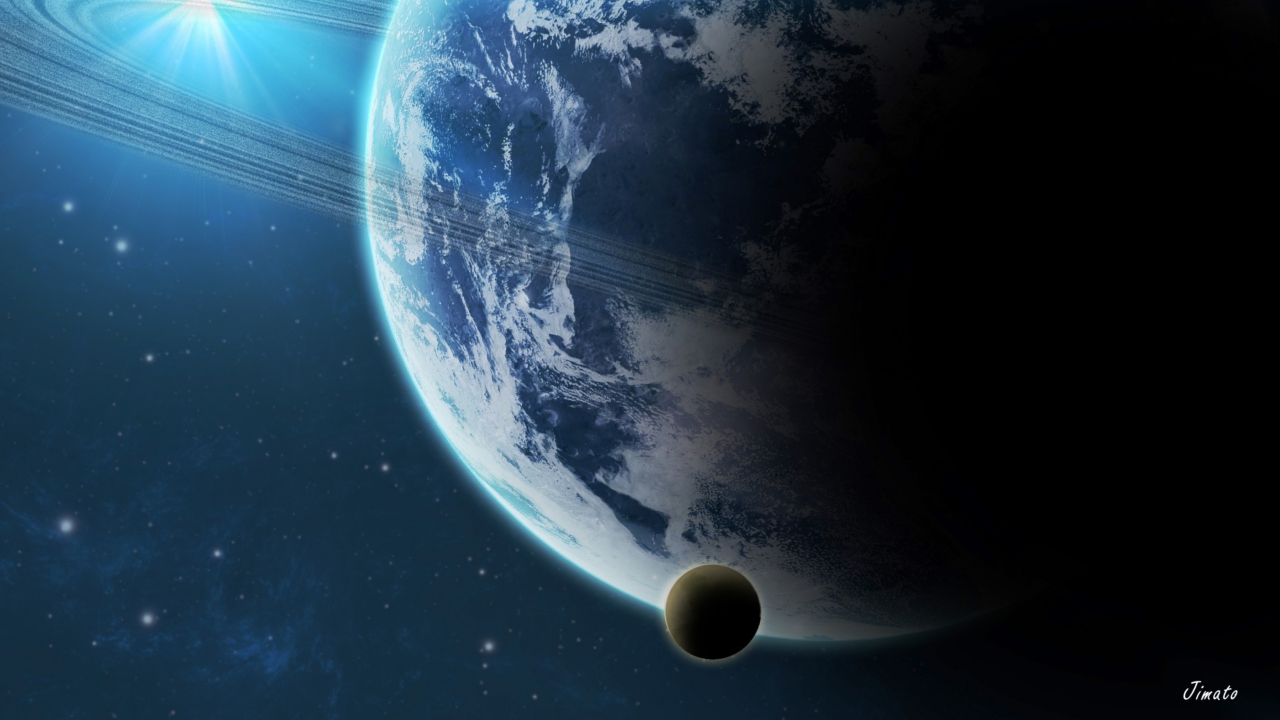 Screenshot №1 pro téma Blue Planet With Dark Satellite 1280x720