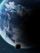 Fondo de pantalla Blue Planet With Dark Satellite 132x176